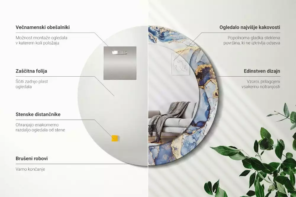 Kulaté zrcadlo s potiskem Abstraktní umění