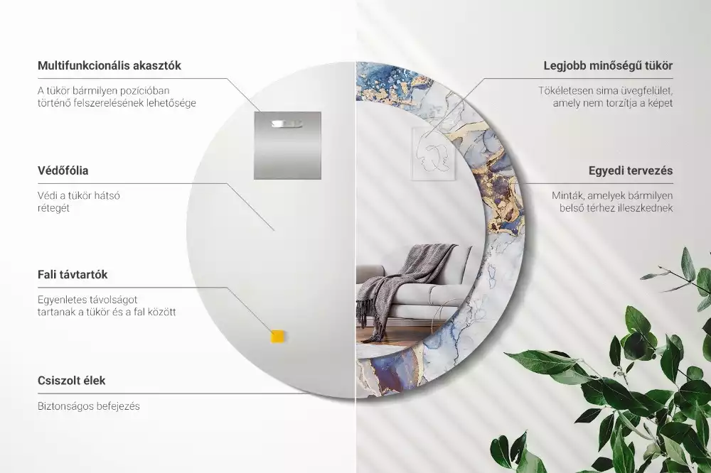 Kulaté zrcadlo s potiskem Abstraktní umění