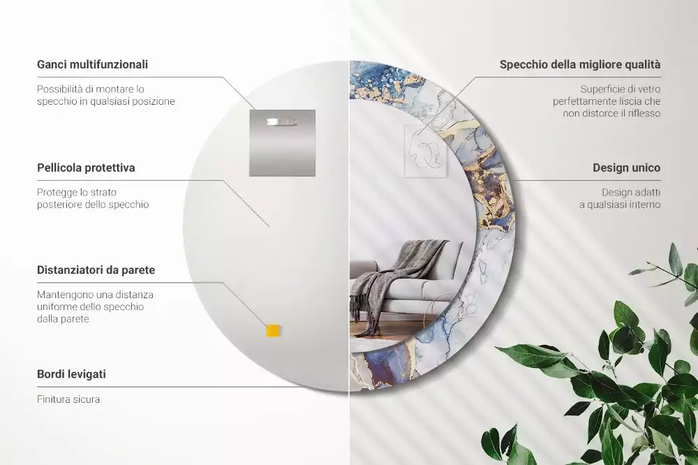 Kulaté zrcadlo s potiskem Abstraktní umění