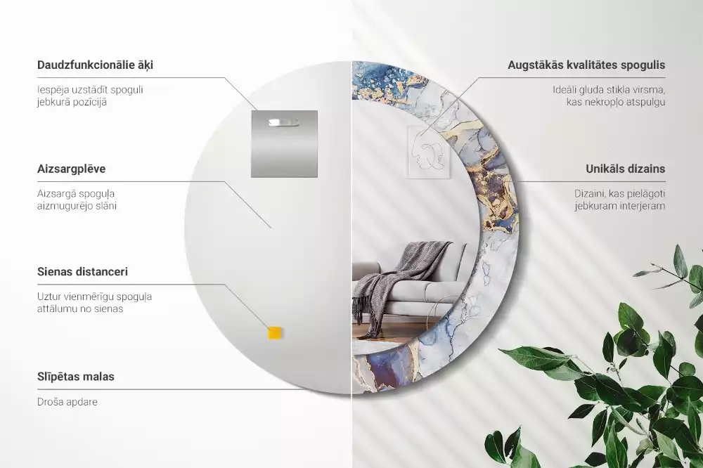 Kulaté zrcadlo s potiskem Abstraktní umění