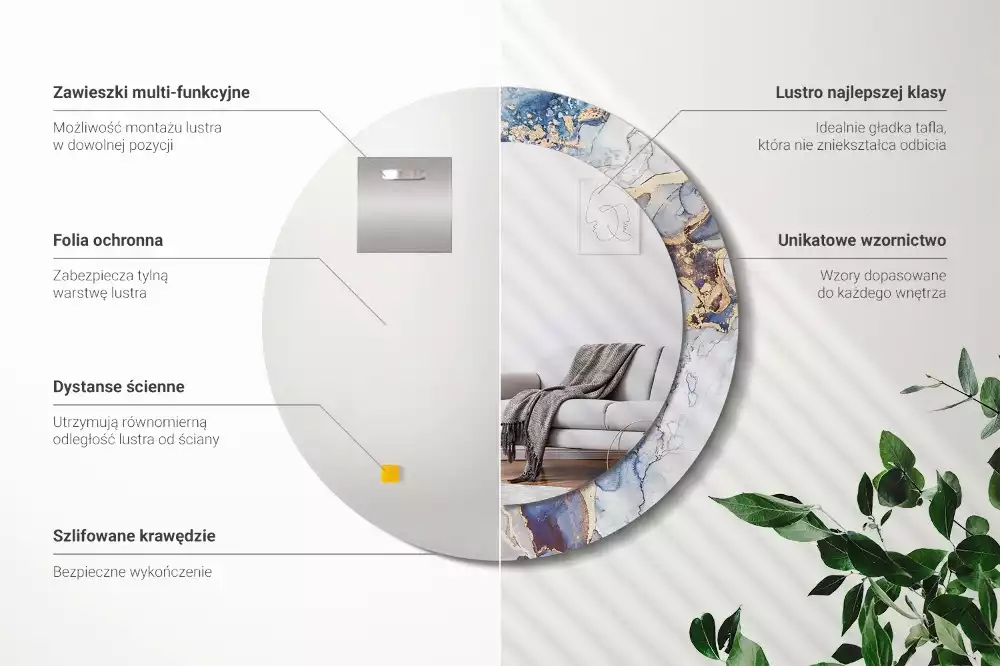 Kulaté zrcadlo s potiskem Abstraktní umění