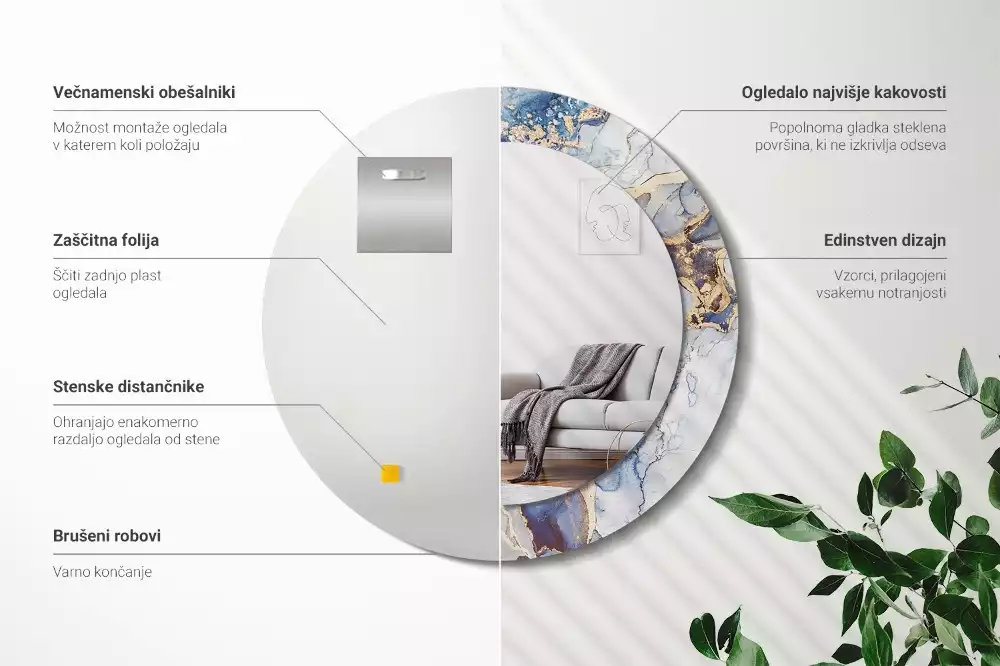 Kulaté zrcadlo s potiskem Abstraktní umění