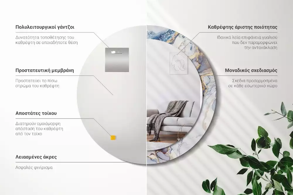 Kulaté zrcadlo s potiskem Abstraktní umění