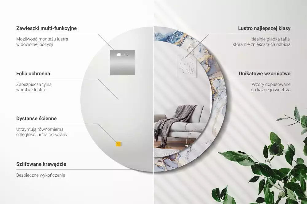 Kulaté zrcadlo s potiskem Abstraktní umění