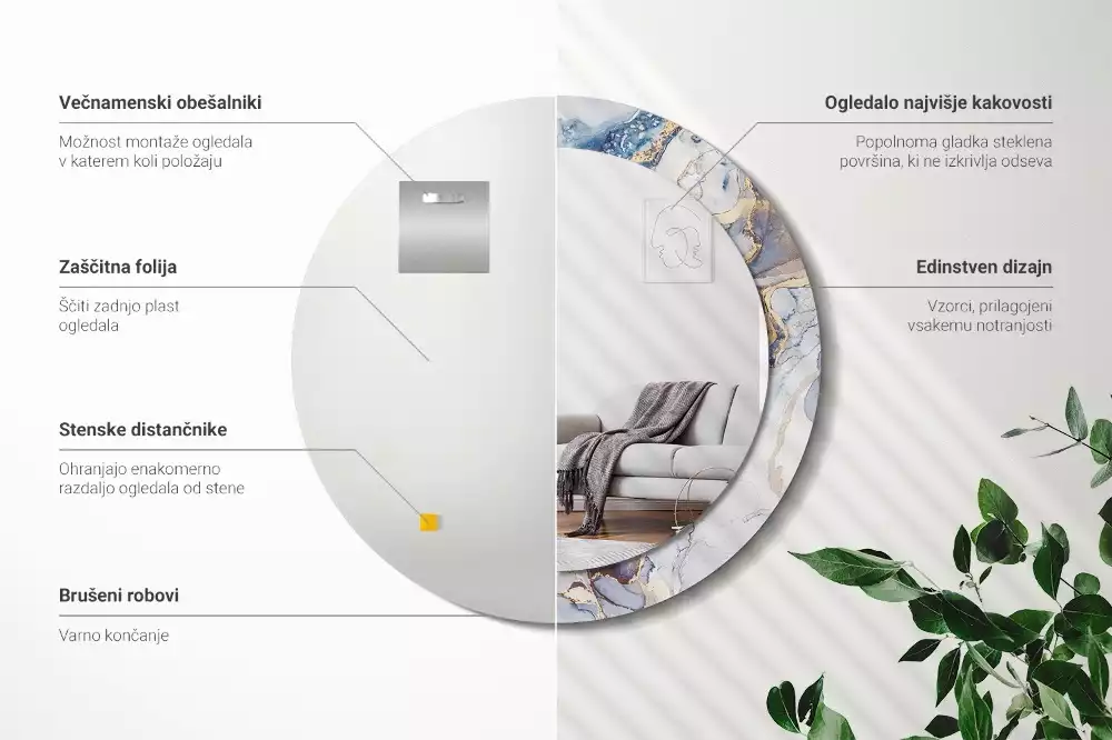 Kulaté zrcadlo s potiskem Abstraktní umění