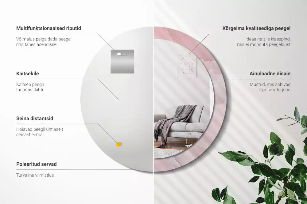 Kulaté dekorativní zrcadlo Růžový kámen