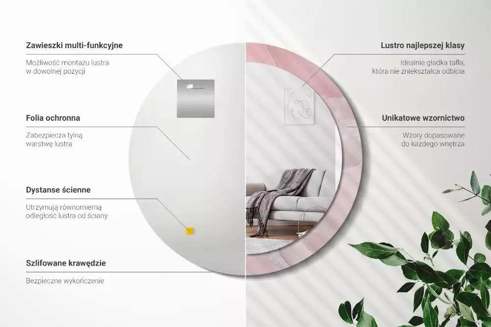 Kulaté dekorativní zrcadlo Růžový kámen