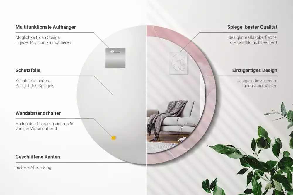 Kulaté dekorativní zrcadlo Růžový kámen