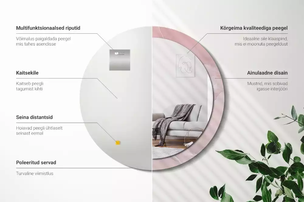 Kulaté dekorativní zrcadlo Růžový kámen