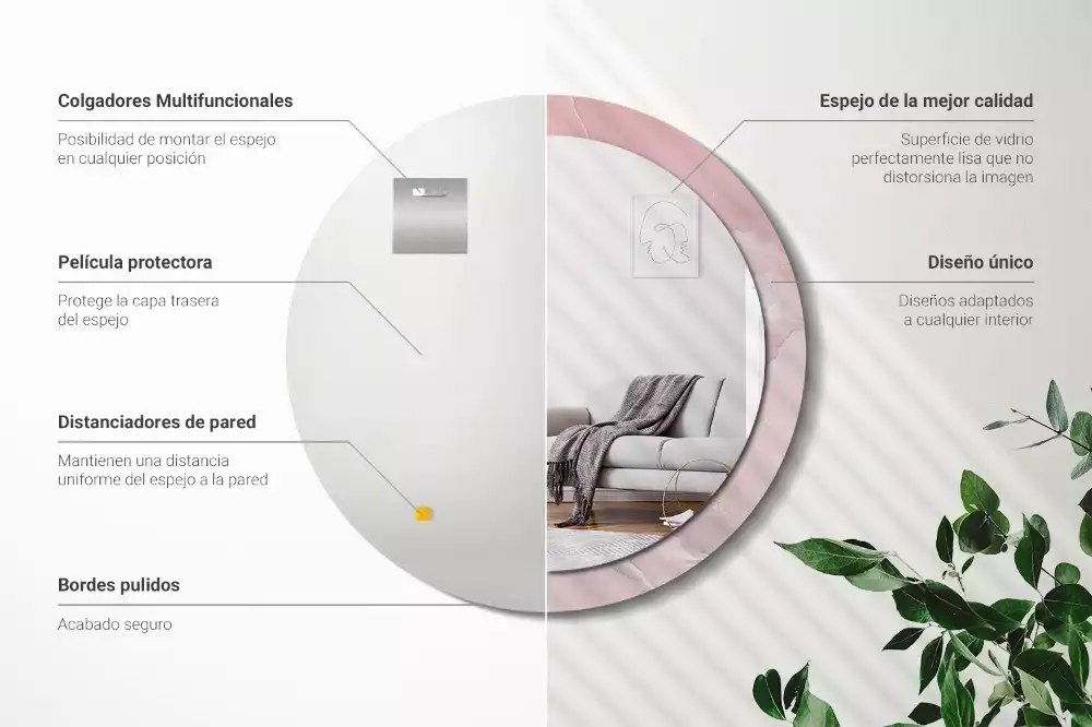 Kulaté dekorativní zrcadlo Růžový kámen