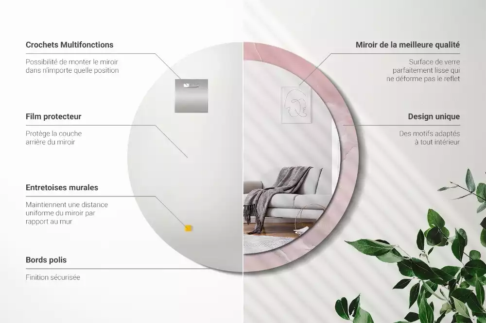 Kulaté dekorativní zrcadlo Růžový kámen