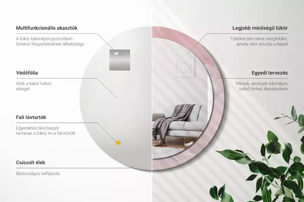 Kulaté dekorativní zrcadlo Růžový kámen