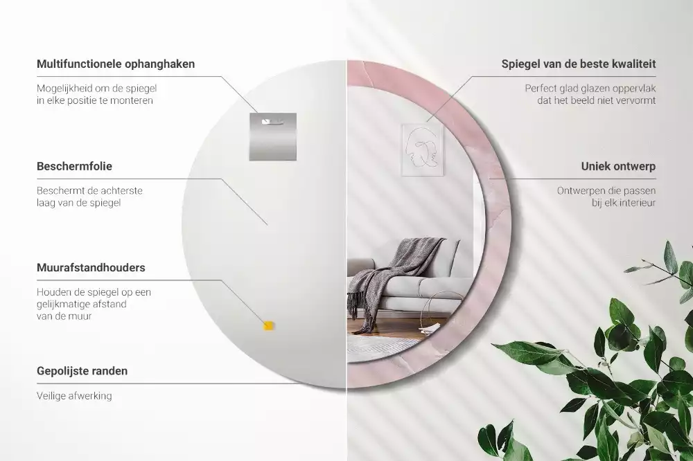 Kulaté dekorativní zrcadlo Růžový kámen