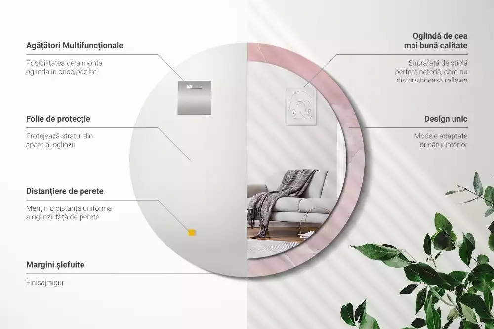 Kulaté dekorativní zrcadlo Růžový kámen