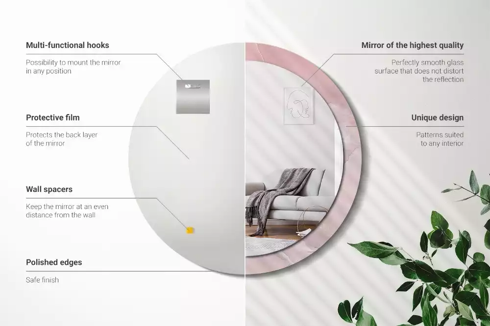 Kulaté dekorativní zrcadlo Růžový kámen