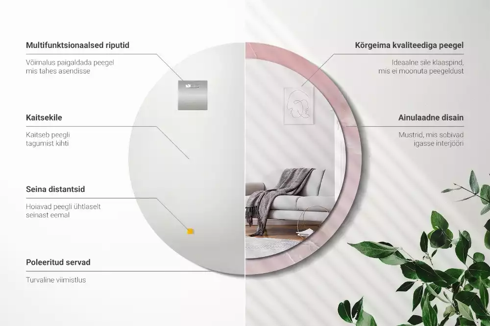 Kulaté dekorativní zrcadlo Růžový kámen