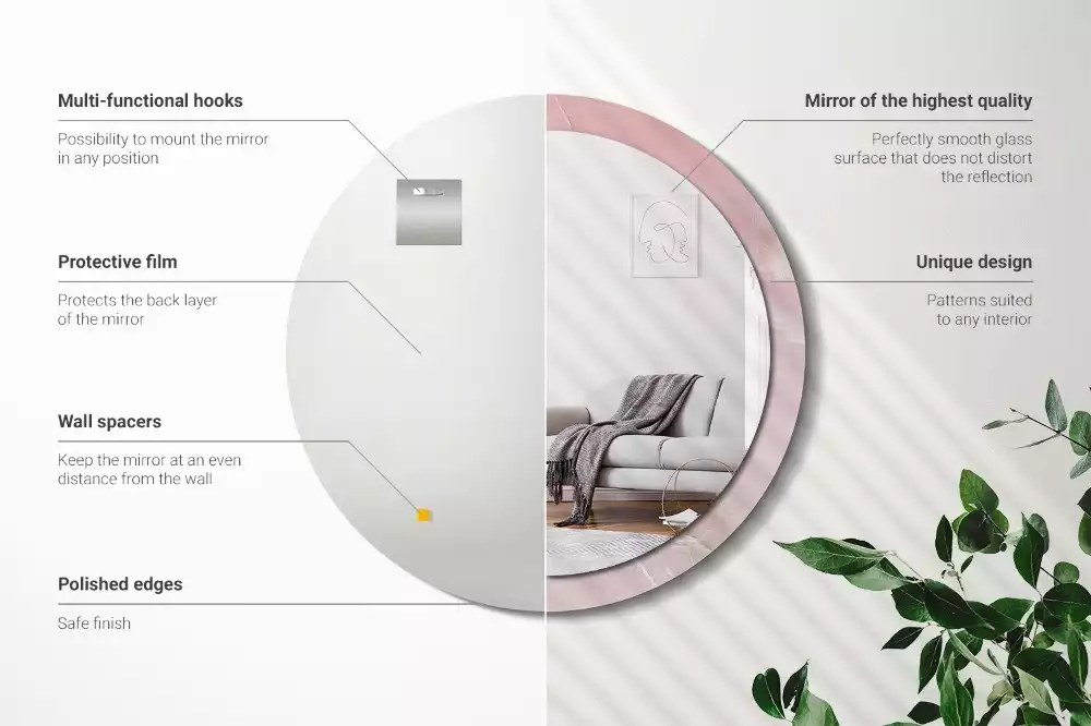 Kulaté dekorativní zrcadlo Růžový kámen