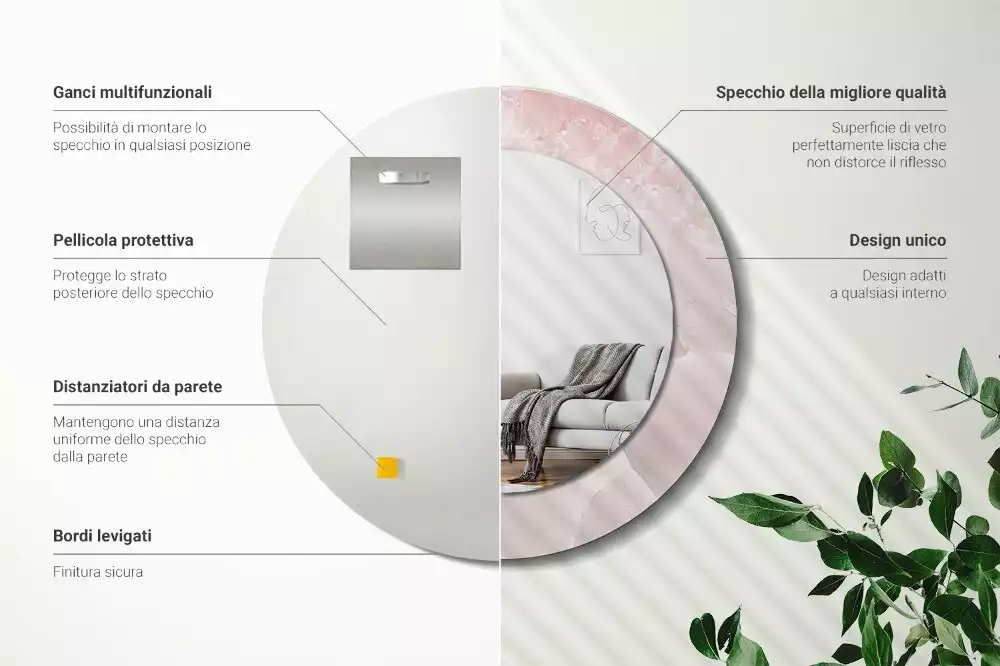 Kulaté dekorativní zrcadlo Růžový kámen