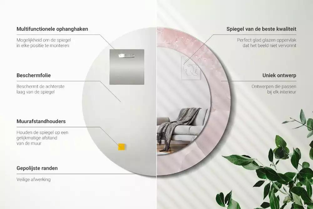 Kulaté dekorativní zrcadlo Růžový kámen