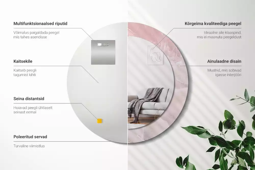 Kulaté dekorativní zrcadlo Růžový kámen