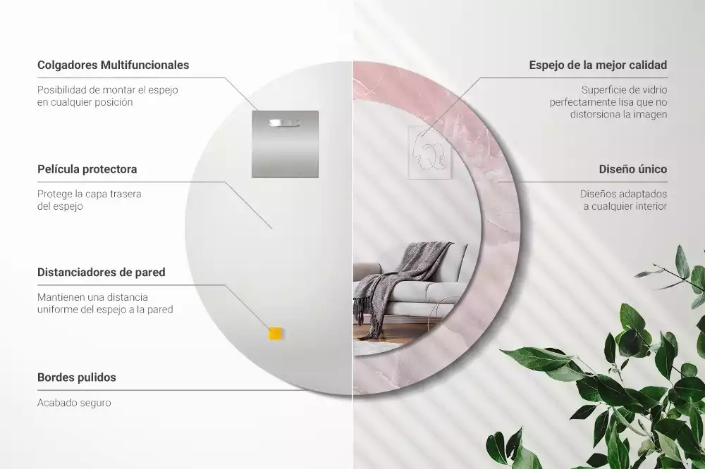 Kulaté dekorativní zrcadlo Růžový kámen