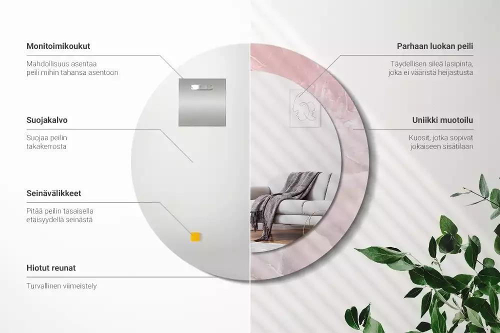 Kulaté dekorativní zrcadlo Růžový kámen