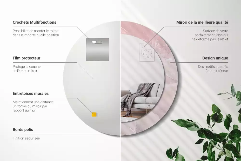 Kulaté dekorativní zrcadlo Růžový kámen