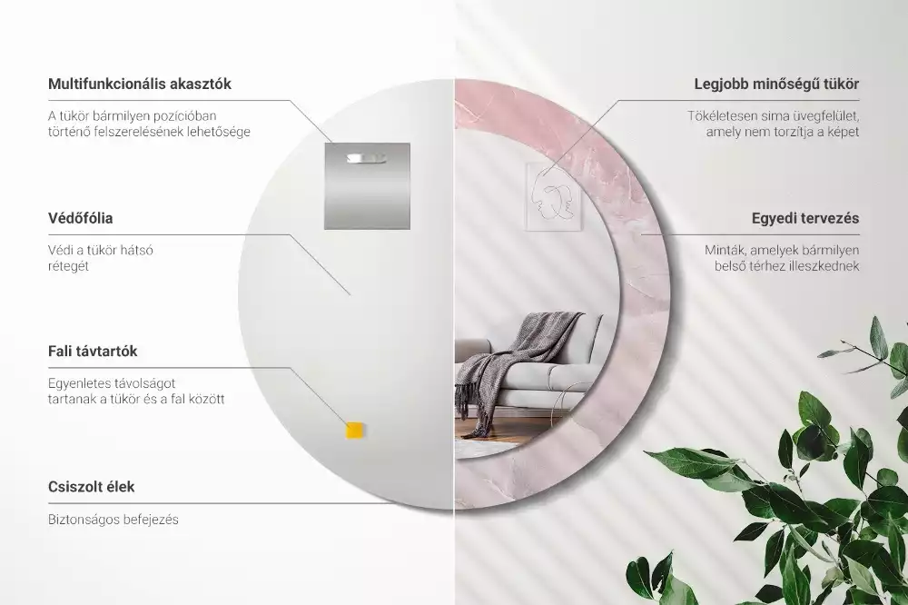 Kulaté dekorativní zrcadlo Růžový kámen