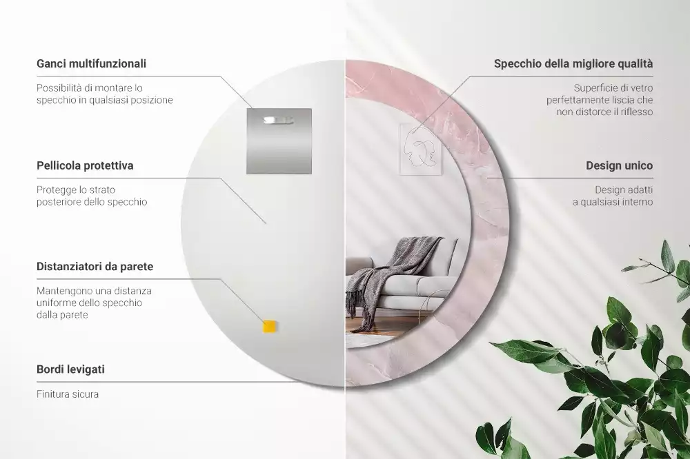 Kulaté dekorativní zrcadlo Růžový kámen