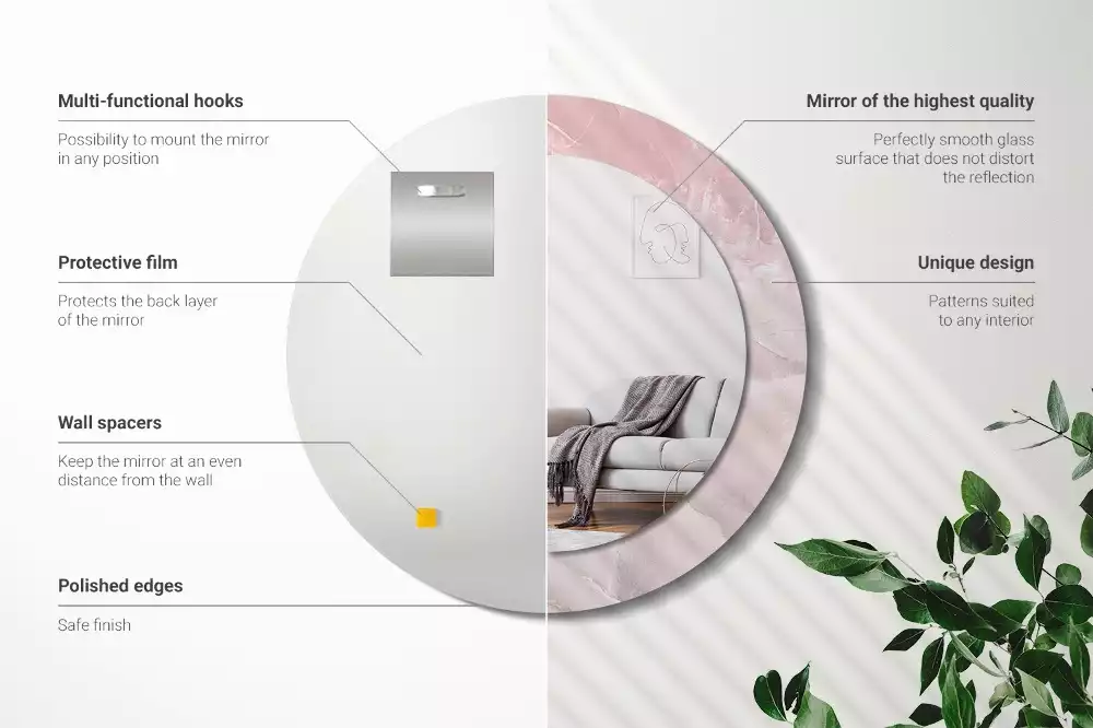 Kulaté dekorativní zrcadlo Růžový kámen