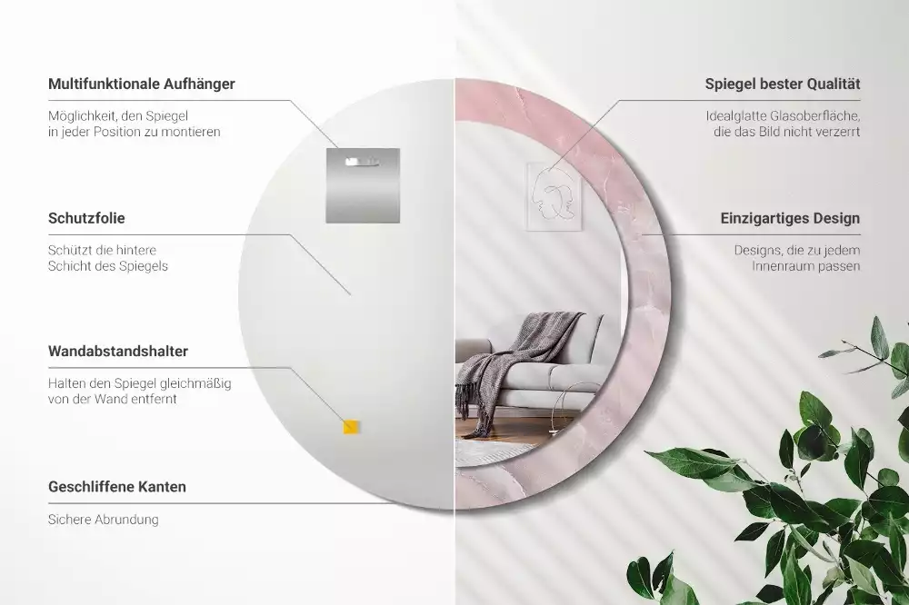 Kulaté dekorativní zrcadlo Růžový kámen