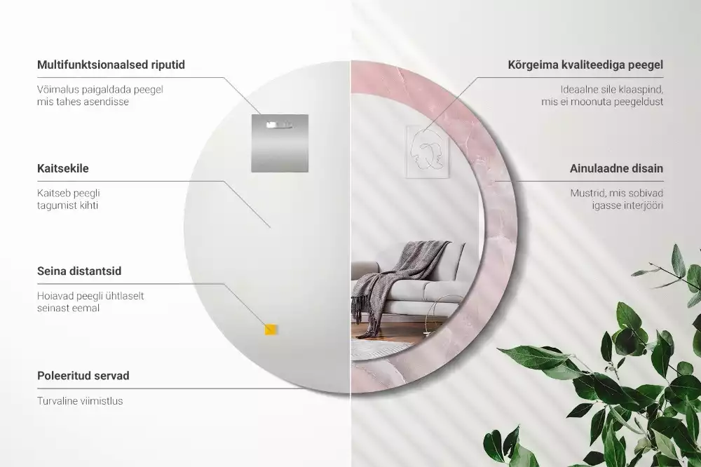 Kulaté dekorativní zrcadlo Růžový kámen