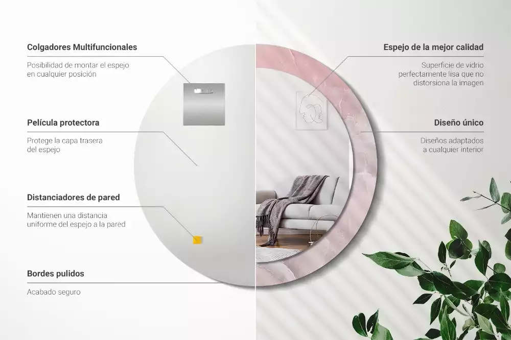 Kulaté dekorativní zrcadlo Růžový kámen