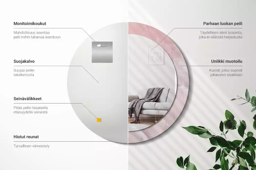 Kulaté dekorativní zrcadlo Růžový kámen