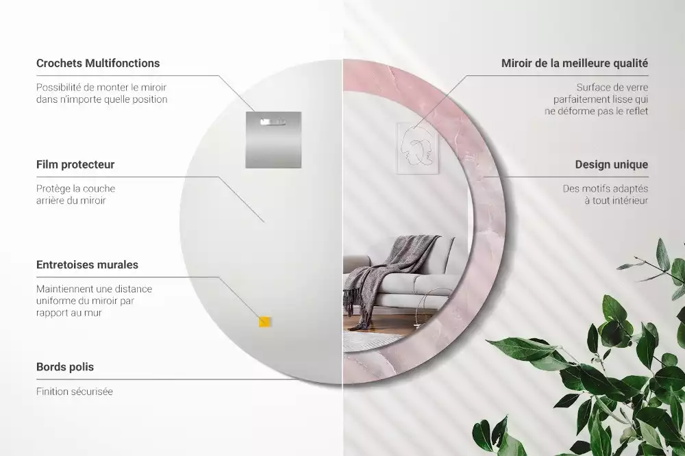 Kulaté dekorativní zrcadlo Růžový kámen