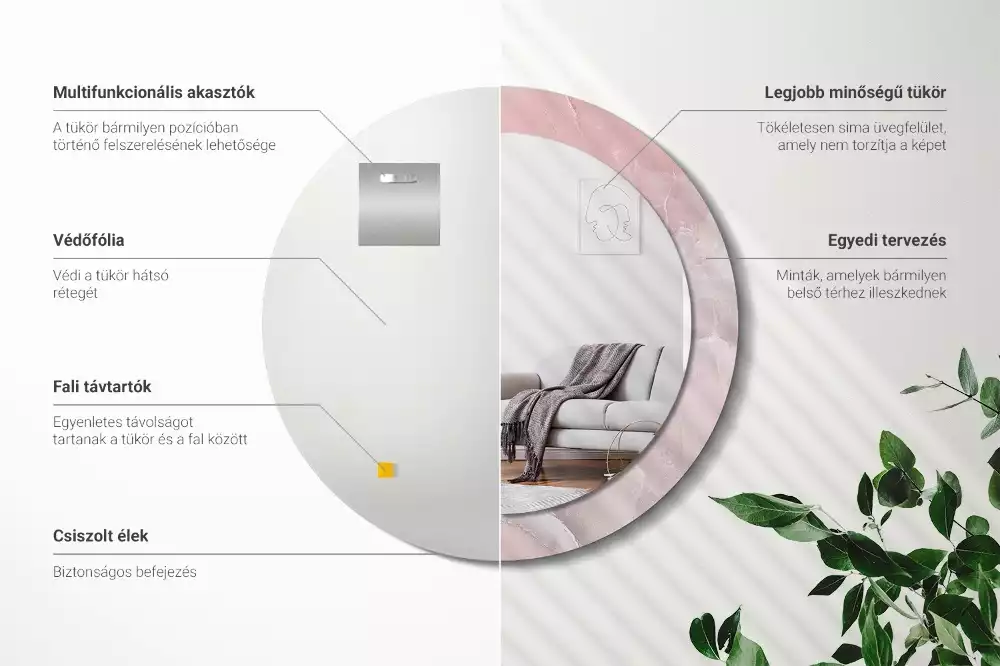 Kulaté dekorativní zrcadlo Růžový kámen