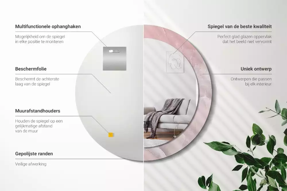 Kulaté dekorativní zrcadlo Růžový kámen