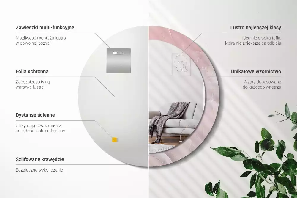 Kulaté dekorativní zrcadlo Růžový kámen