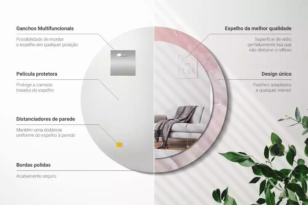 Kulaté dekorativní zrcadlo Růžový kámen