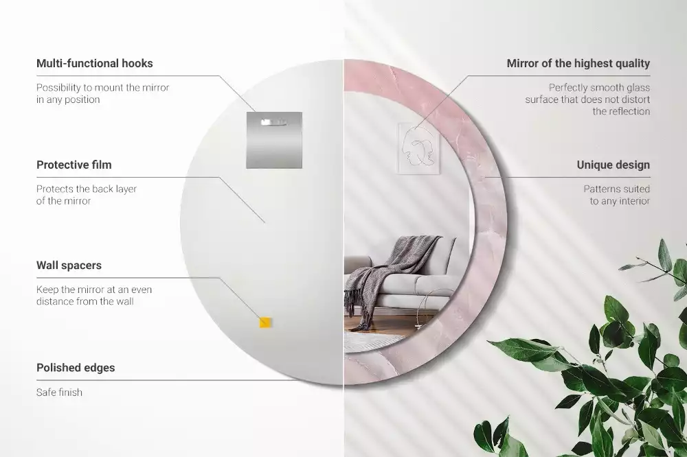 Kulaté dekorativní zrcadlo Růžový kámen