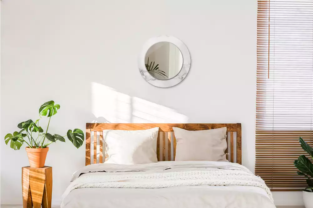 Kulaté zrcadlo s potiskem Bílý mramor