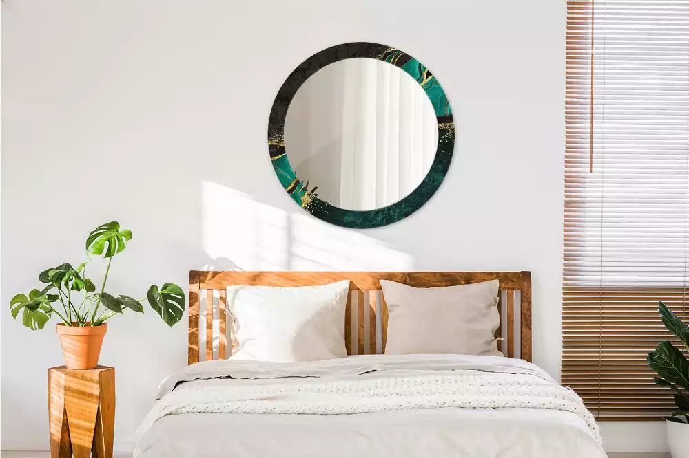 Kulaté zrcadlo s potiskem Mramorová zelená