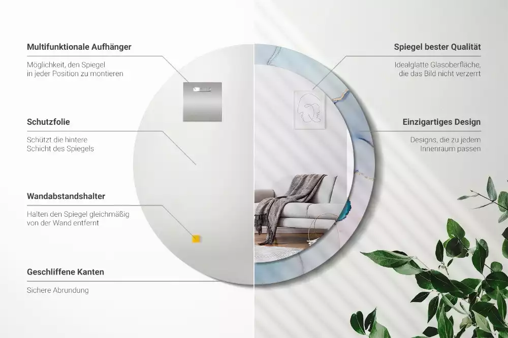 Kulaté zrcadlo s potiskem Abstraktní tekutina