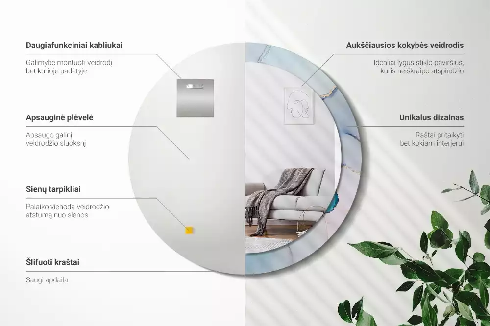 Kulaté zrcadlo s potiskem Abstraktní tekutina