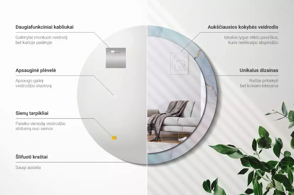 Kulaté zrcadlo s potiskem Abstraktní tekutina