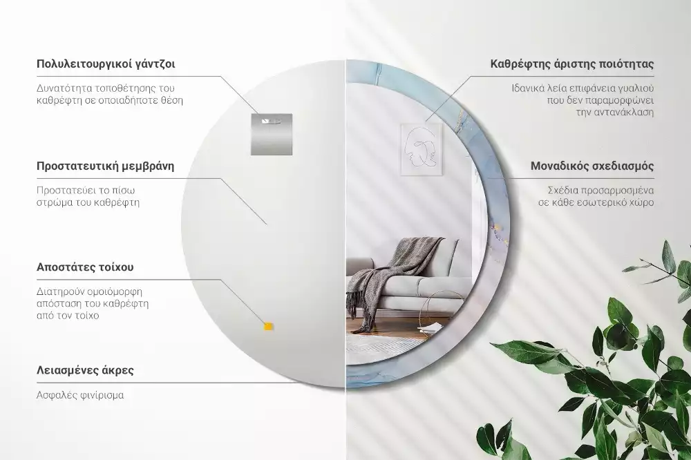 Kulaté zrcadlo s potiskem Abstraktní tekutina