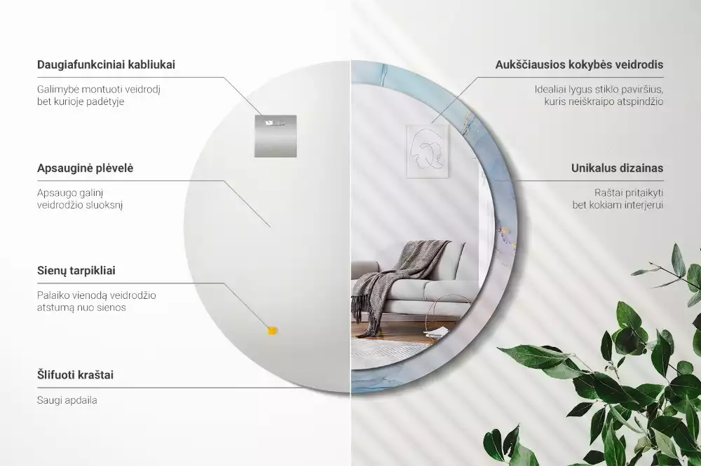 Kulaté zrcadlo s potiskem Abstraktní tekutina