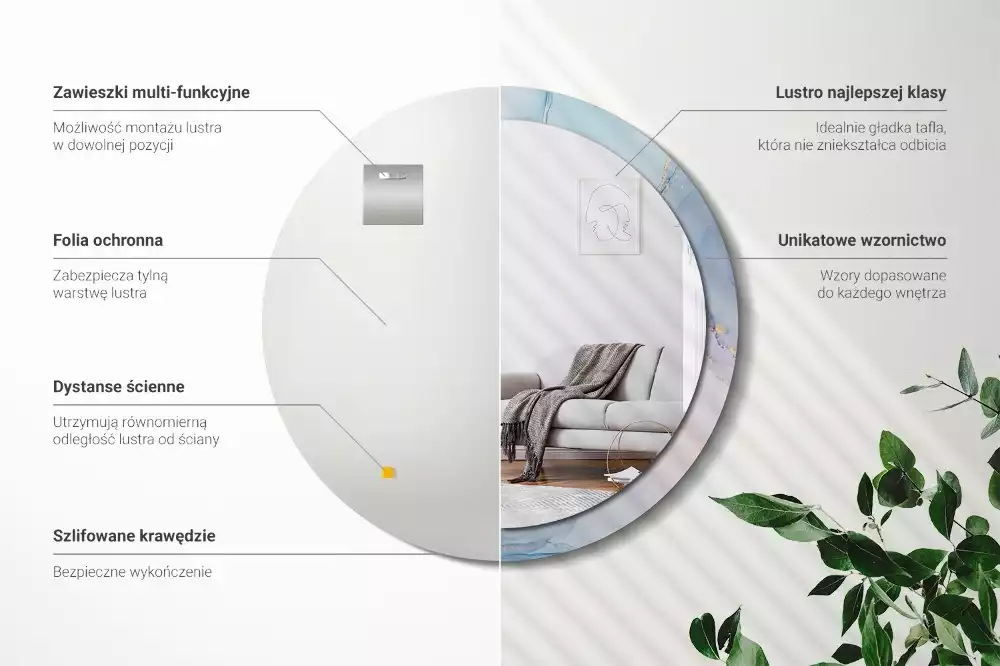 Kulaté zrcadlo s potiskem Abstraktní tekutina