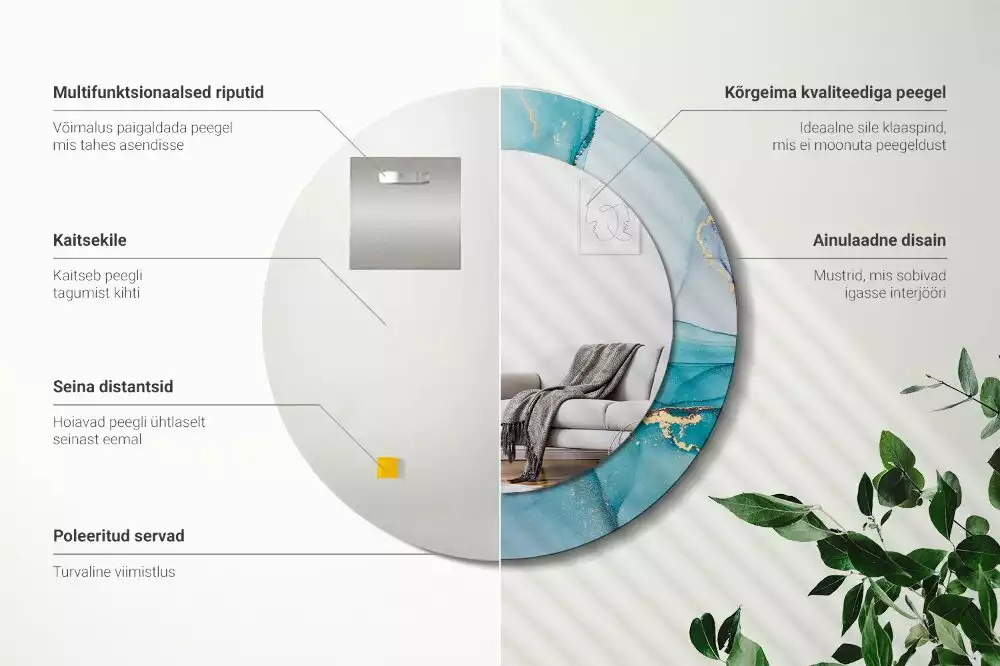 Kulaté zrcadlo s potiskem Abstraktní tekutina