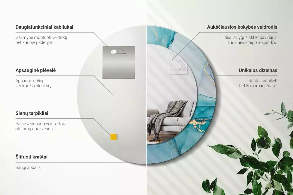 Kulaté zrcadlo s potiskem Abstraktní tekutina